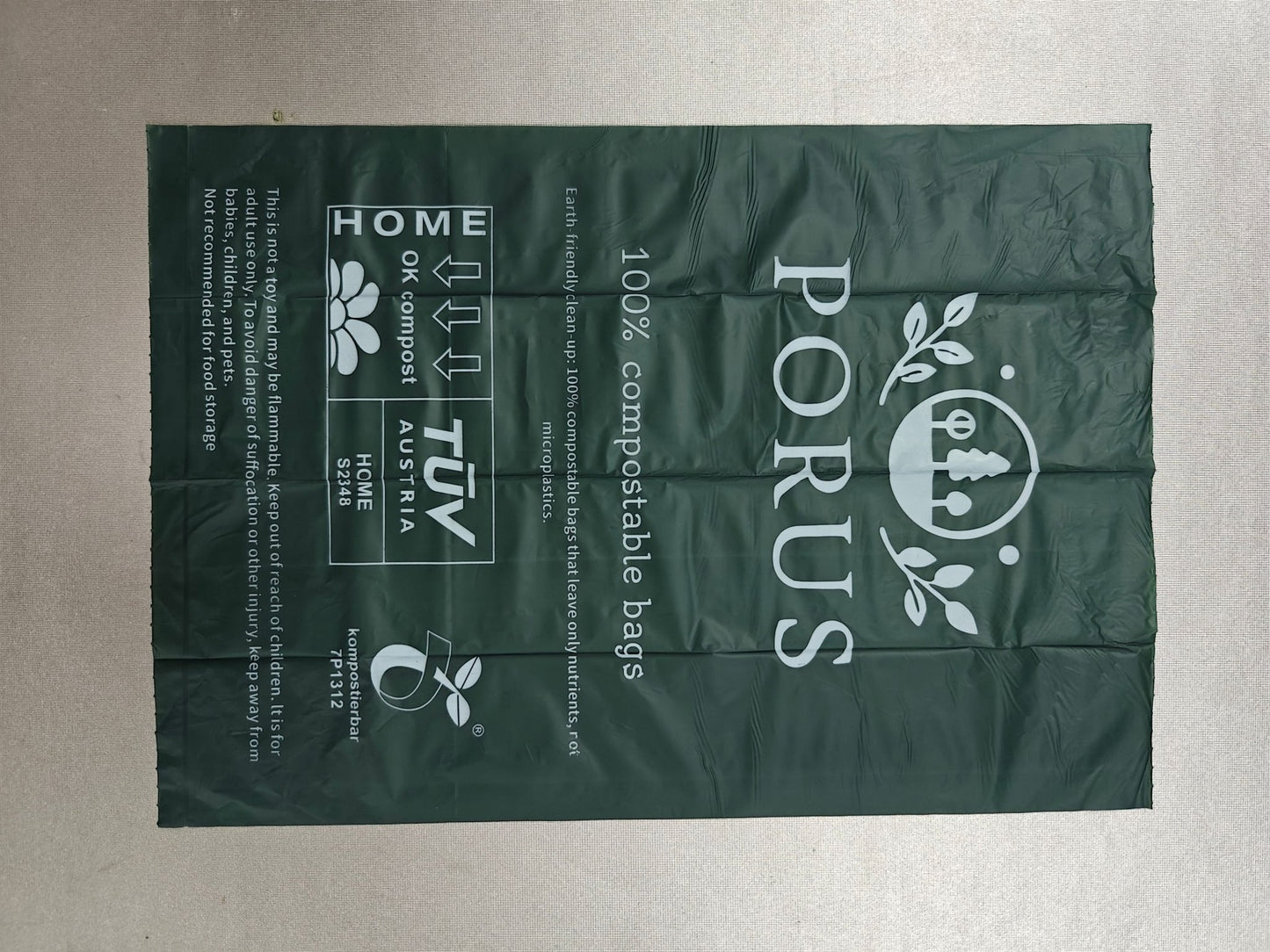 Porus 100% compostable poop bags - Plant based material [18 rolls/ box] - Porus Plastic